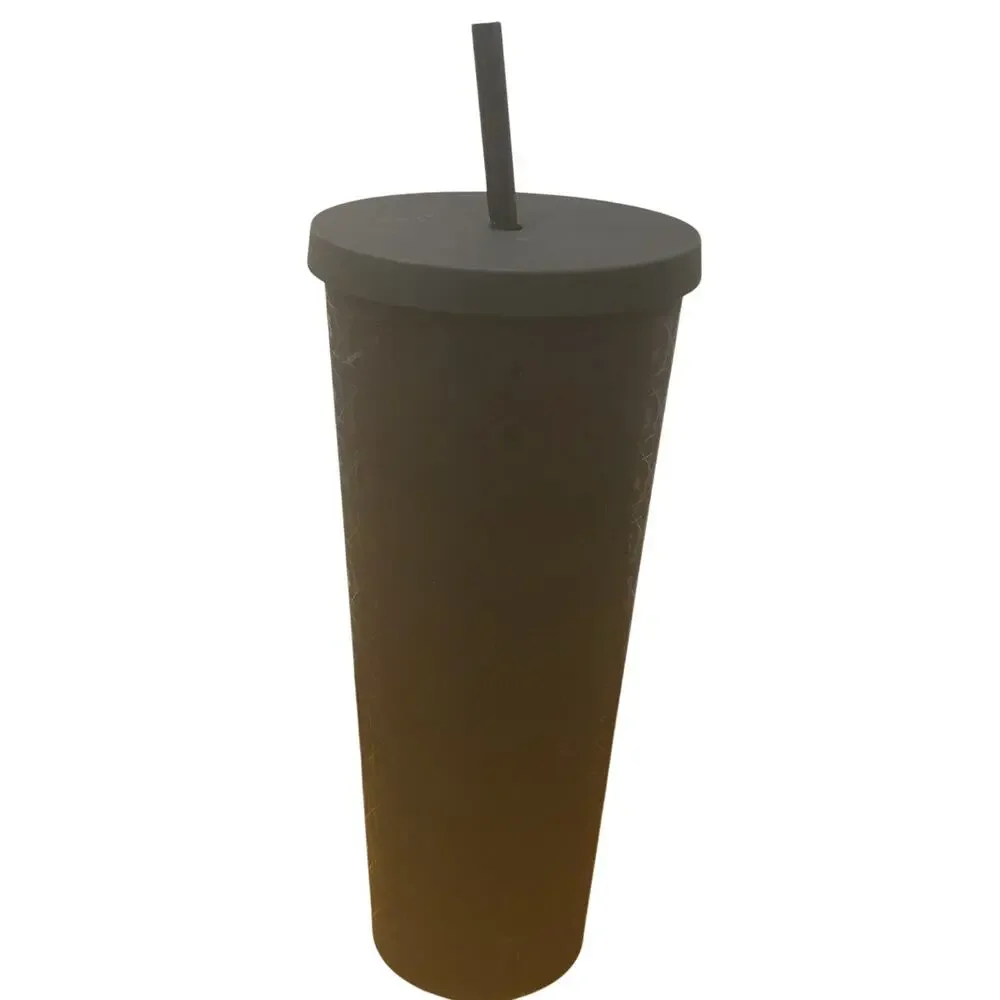 Starbucks 2017 Matte Black Pattern Cold Cup Venti Travel Tumbler (24 oz)